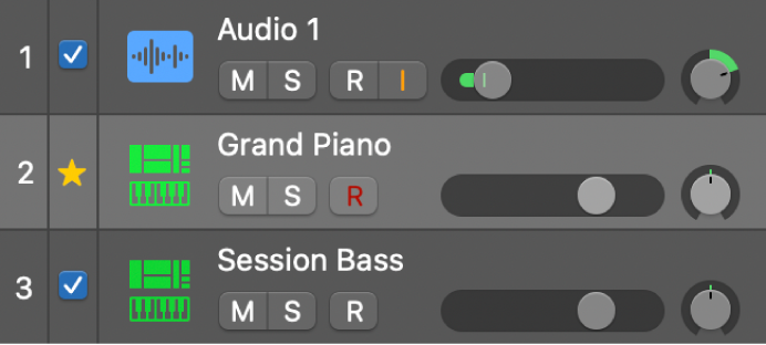 Figure. Checkboxes for tracks to match the groove track.