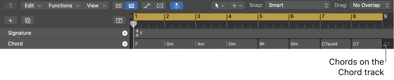 Figure. Project with chords on the Chord track.