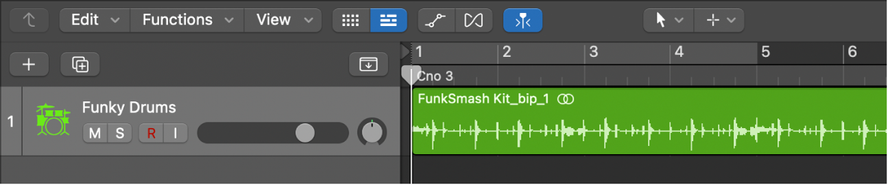 Figure. Tracks area showing audio track selected.