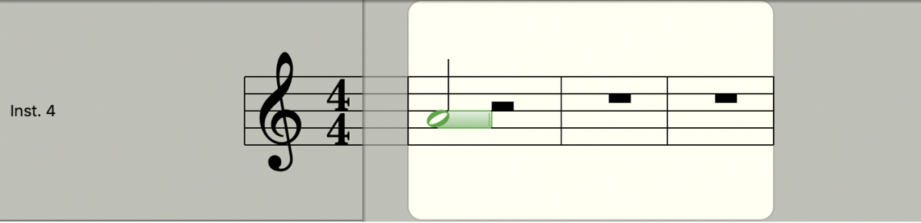 Ilustración. Barra de duración de nota en el editor de partituras.