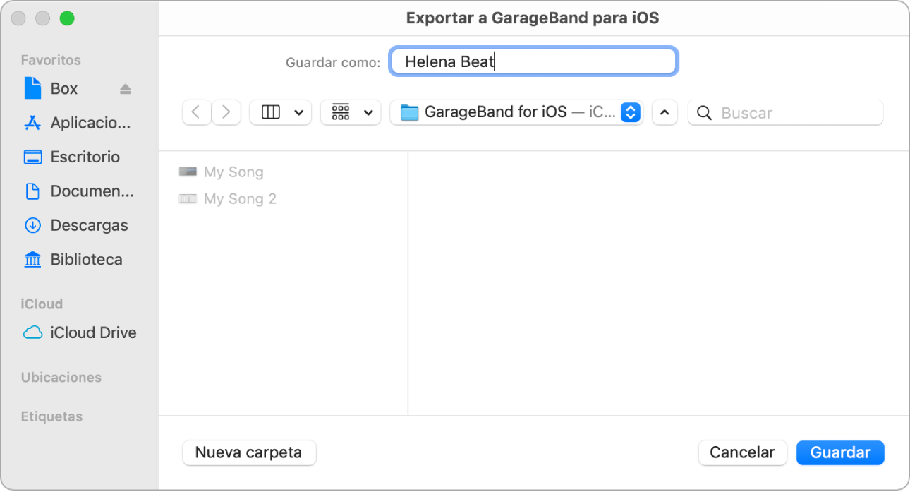 Ilustración. Exportar a GarageBand para iOS.