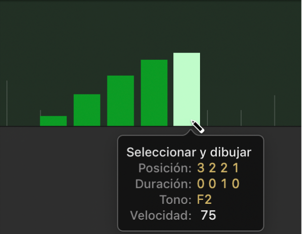 Ilustración. Se están creando varios eventos arrastrando el puntero horizontalmente en una línea.