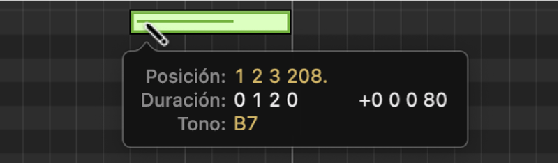 Ilustración. Se está arrastrando el puntero con la herramienta Lápiz para crear una nota de una duración específica.