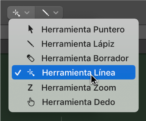 Ilustración. Herramienta Línea en el menú Herramientas.