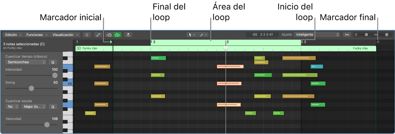 Ilustración. Una celda MIDI abierta en el editor de celda.