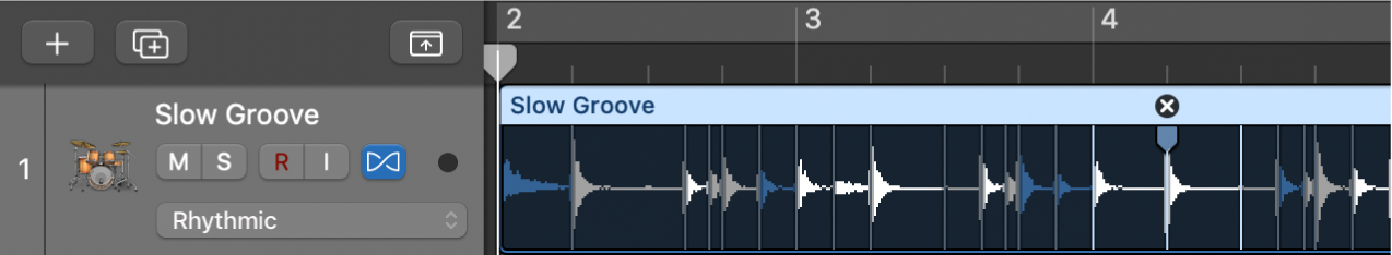 Ilustración. Pasaje de audio seleccionado en el área Pistas.