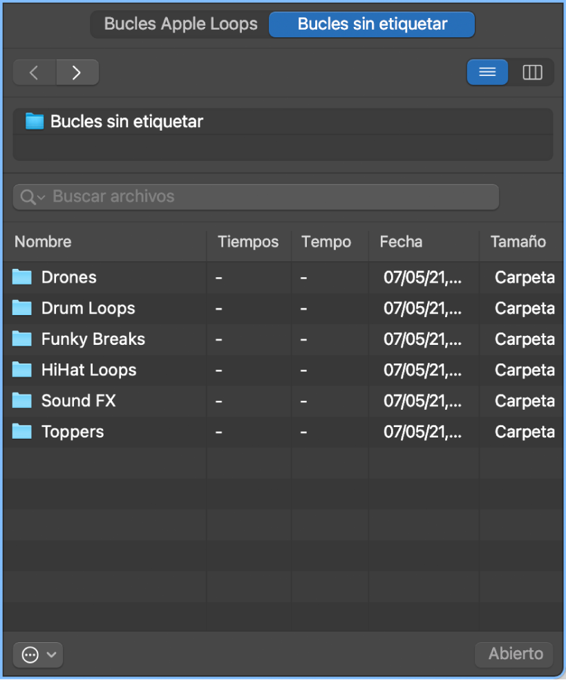 Ilustración. Botón “Loops sin etiquetar” del explorador de loops.