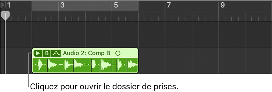 Figure. Pointeur placé sur la flèche d’affichage du dossier de prises.