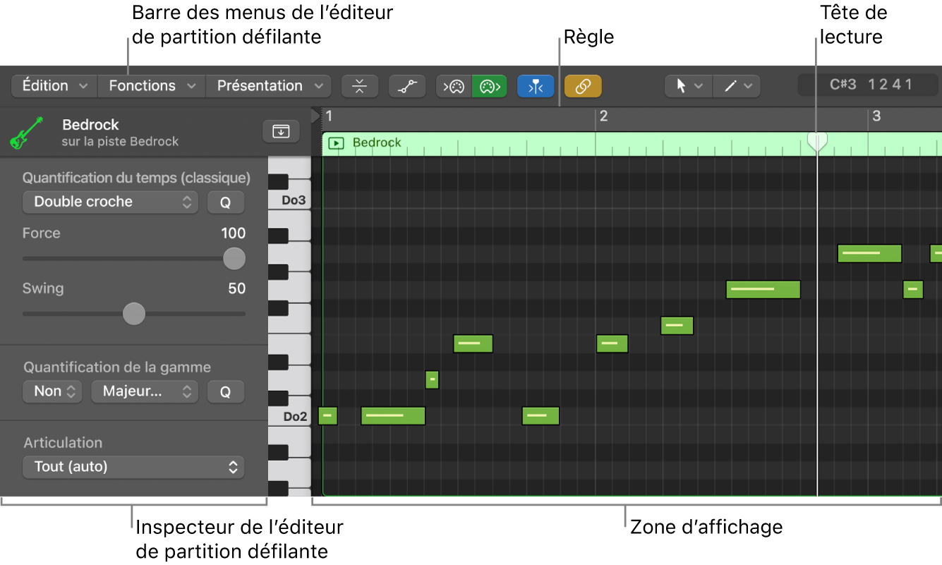 Figure. L’éditeur de partition défilante.