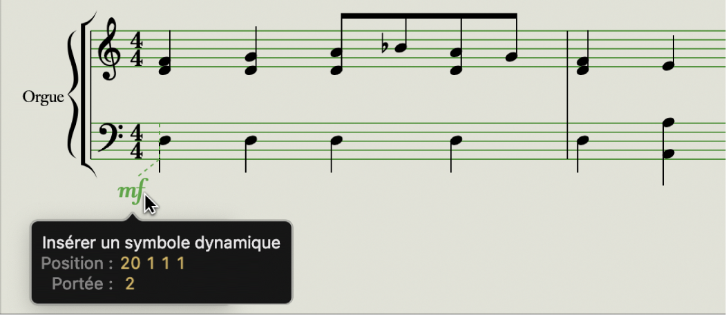 Figure. Guides dans l’éditeur de partition