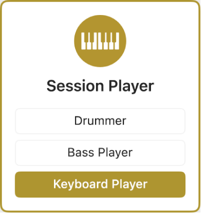 Figure. Bouton Session Player dans la zone de dialogue « Nouvelles pistes » avec l’option « Keyboard Player » sélectionnée.
