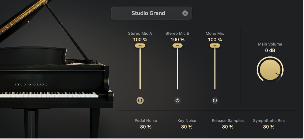 Figure. Studio Piano affichant le piano Studio Grand.