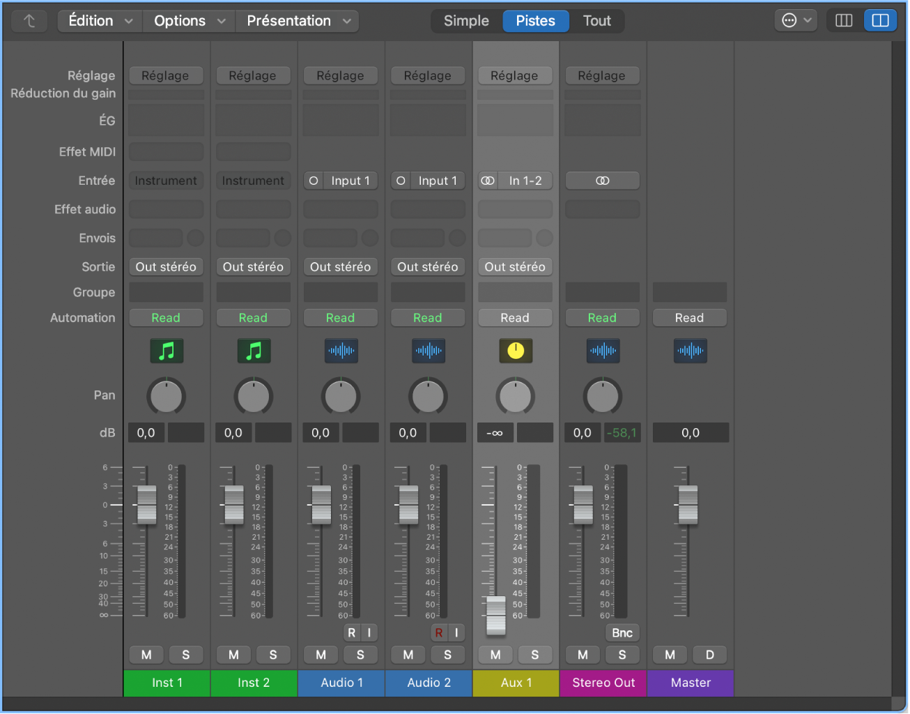 Figure. Ouverture de la table de mixage.