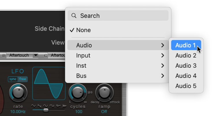 Figure. Menu local de source Side Chain.