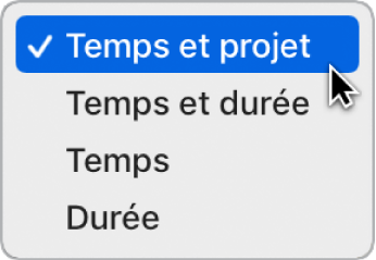 Figure. Sélection de Temps et projet dans l’écran LCD pour afficher les propriétés du projet.