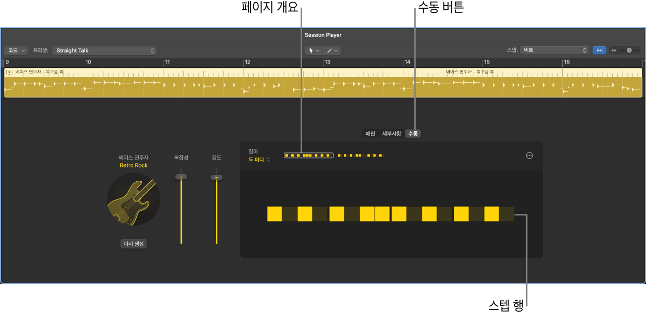 그림. Session Player 편집기의 수동 보기.