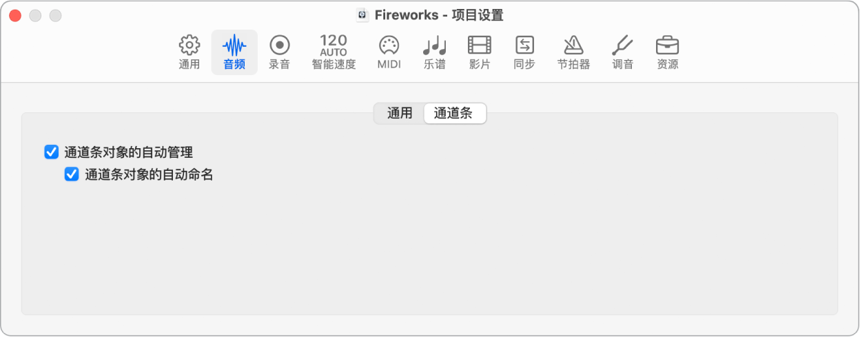 图。通道条项目设置。