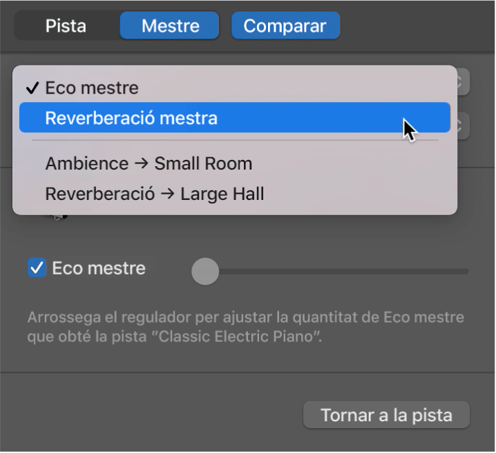 Selecció de l’efecte mestre.