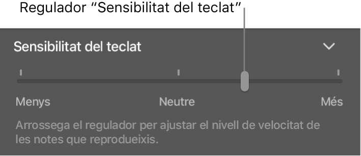 Regulador “Sensibilitat del teclat” a l’inspector Smart Controls.