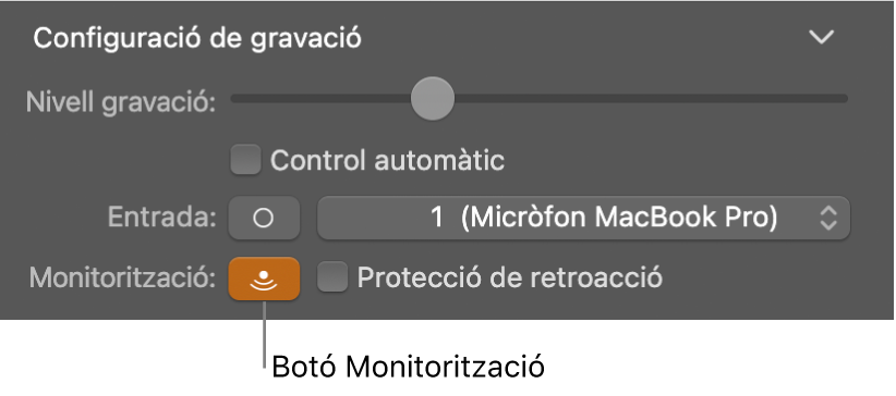 El botó de monitorització a l’inspector Smart Controls.