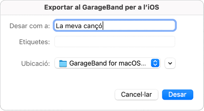 Exporta al GarageBand per a l’iOS.