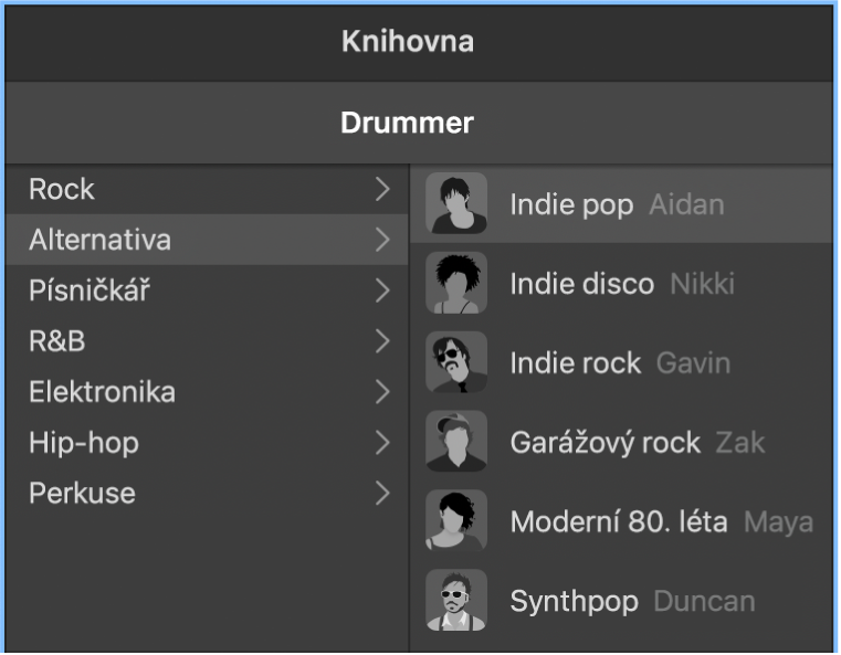 Osobní karta v editoru Drummeru