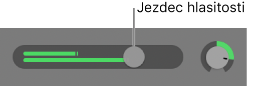 Záhlaví stopy se zobrazeným jezdcem hlasitosti