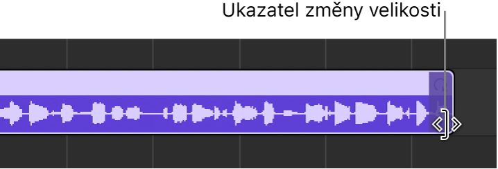 Ukazatel pro změnu velikosti na pravém okraji regionu