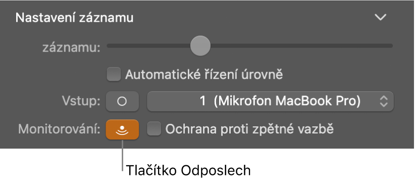 Tlačítko Monitorování v inspektoru Smart Controls.