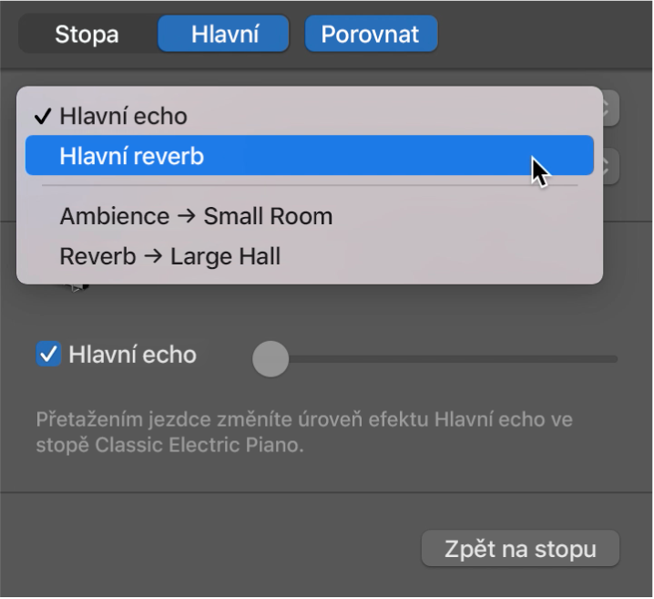 Volba hlavního efektu.