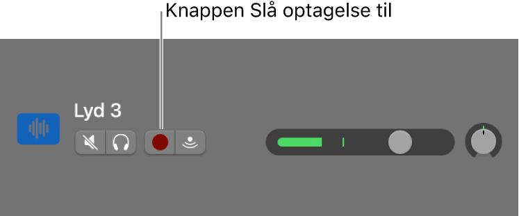 Sporoverskrift med knappen Slå optagelse til.