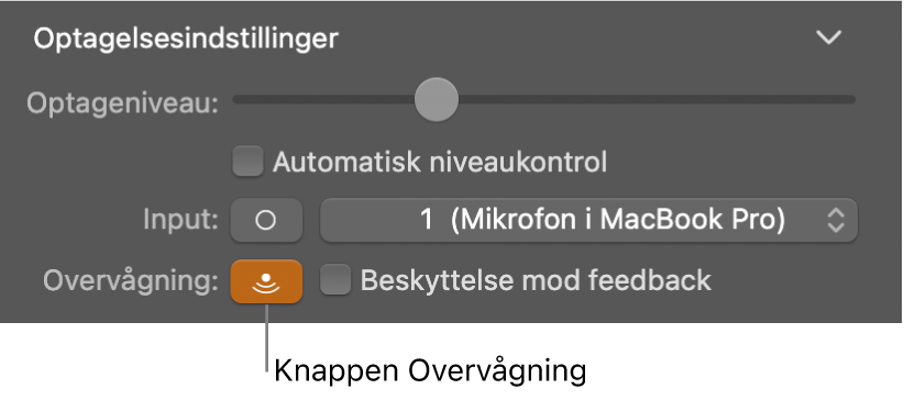 Knappen Overvågning i Info om Smart Controls.