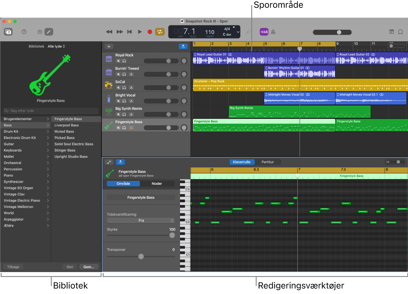 GarageBand-vindue.
