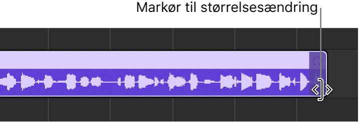 Markør til størrelsesændring på højre kant af et område.