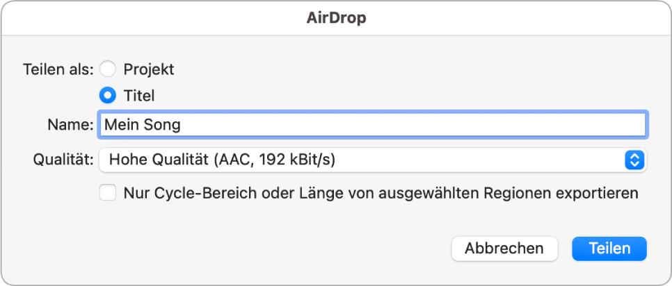 Dialogfenster „AirDrop“