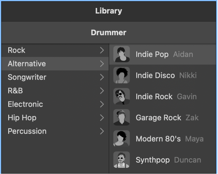 Character card in the Drummer Editor.