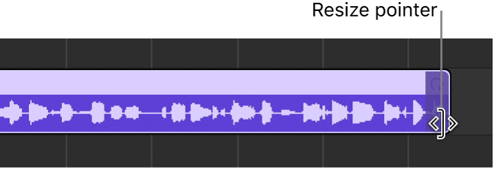 Resize pointer on the right edge of a region.