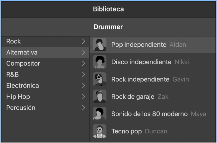 Tarjeta del personaje en el editor de batería.