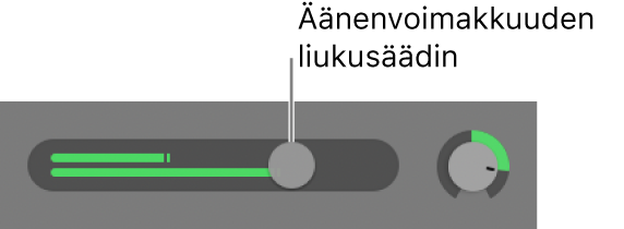 Raidan otsake, jossa näkyy äänenvoimakkuussäädin.