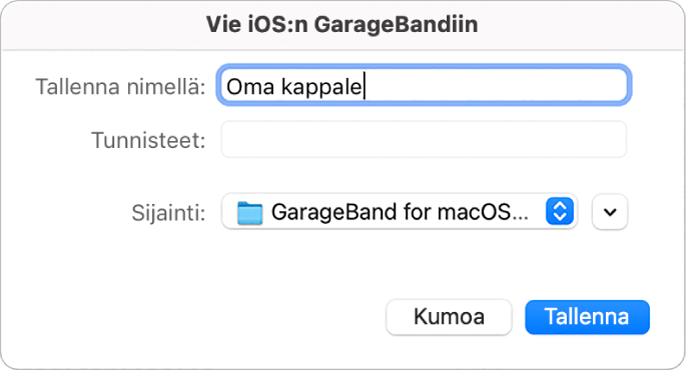 Vie iOS:n GarageBandiin.