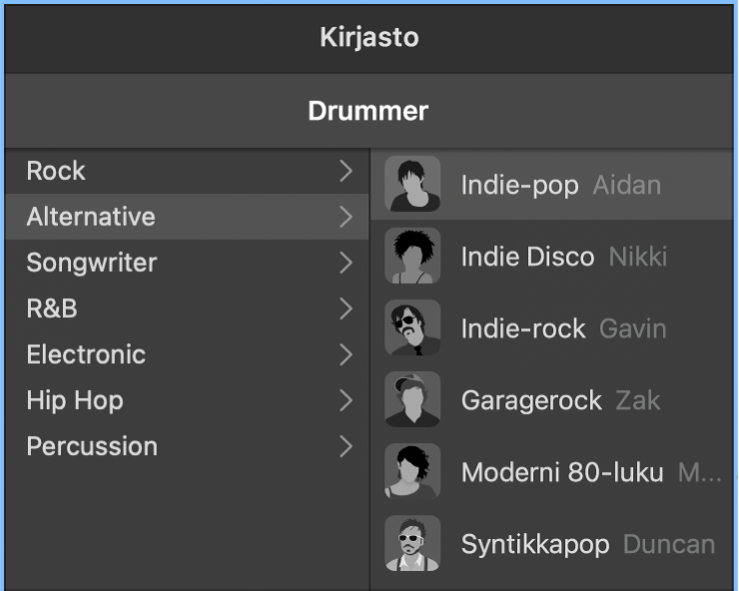 Drummer-editorin tietokortti.