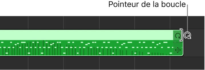 Pointeur Boucle sur le bord droit d’une région.