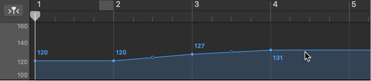 Ajout d’un point de contrôle de tempo sur la piste de tempo.