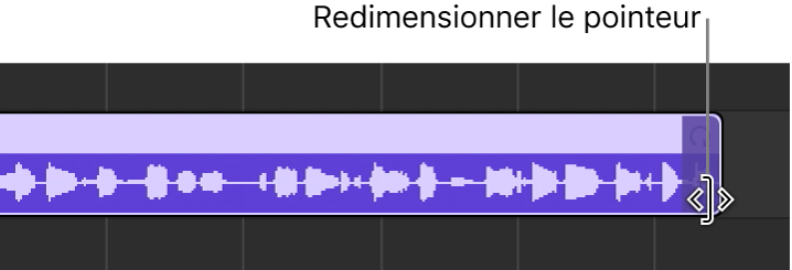 Pointeur de redimensionnement sur le bord droit d’une région.