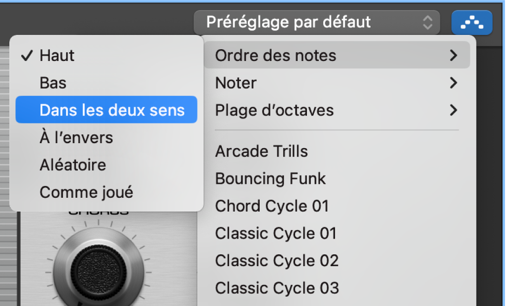 Arpégiateur des Smart Controls.