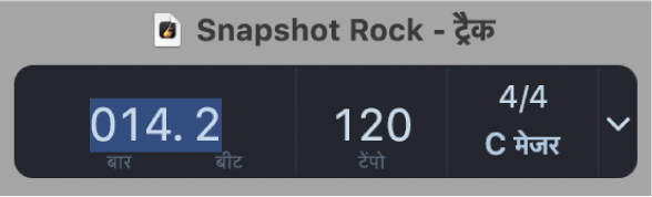 नियंत्रण बार में LCD, समय स्थिति को संपादित करते हुए
