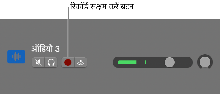 रिकॉर्ड सक्षम करें बटन दिखाने वाला ट्रैक हेडर।