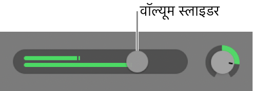 वॉल्यूम स्लाइडर दिखाने वाला ट्रैक हेडर।