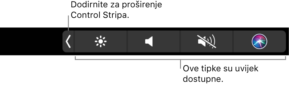 Slika. Control Strip za Touch Bar.