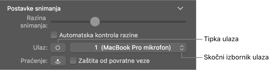 Tipka Ulaz i skočni izbornik u inspektoru za Smart Controls.